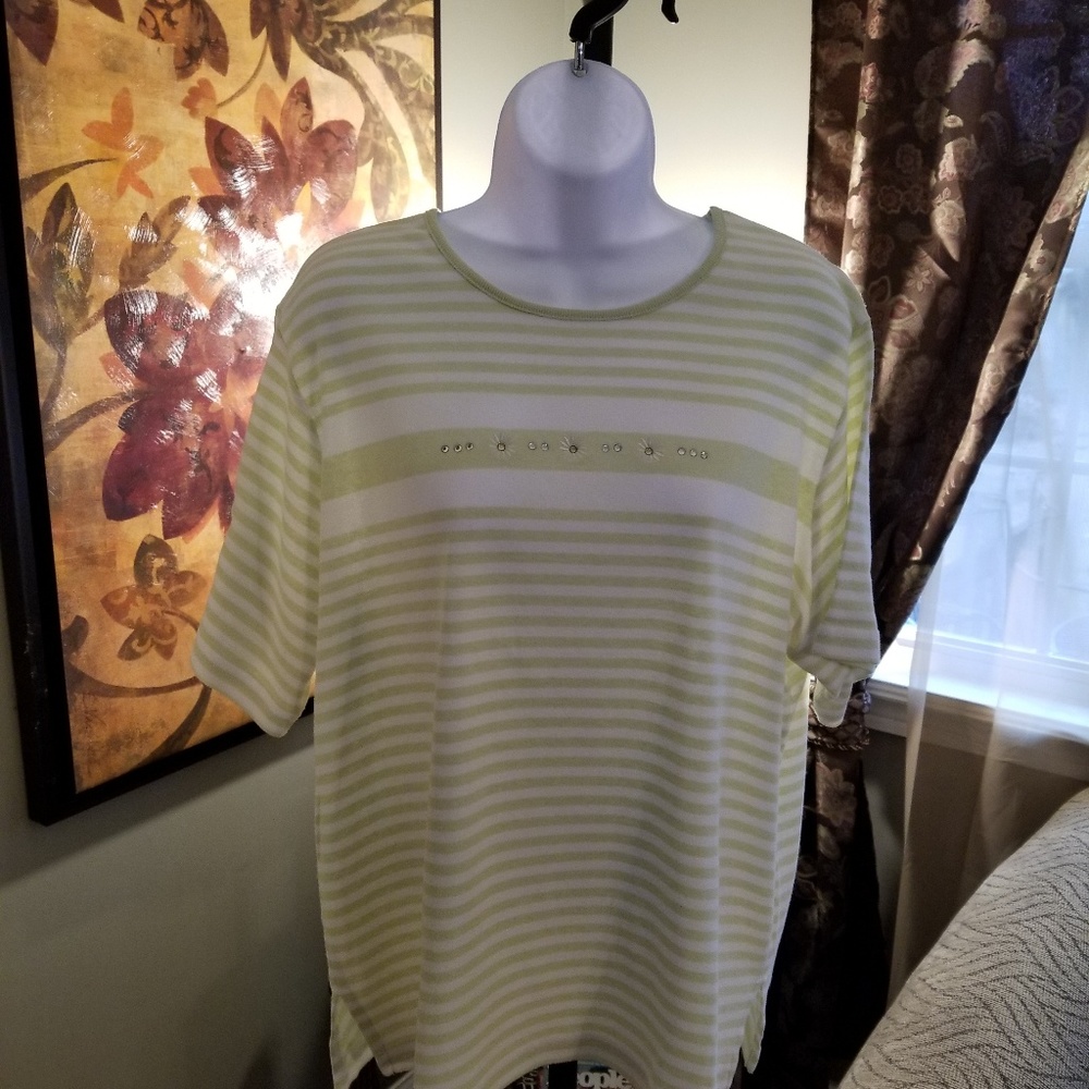 C.D. Daniels Crew Neck Lime Green Plus Size Top